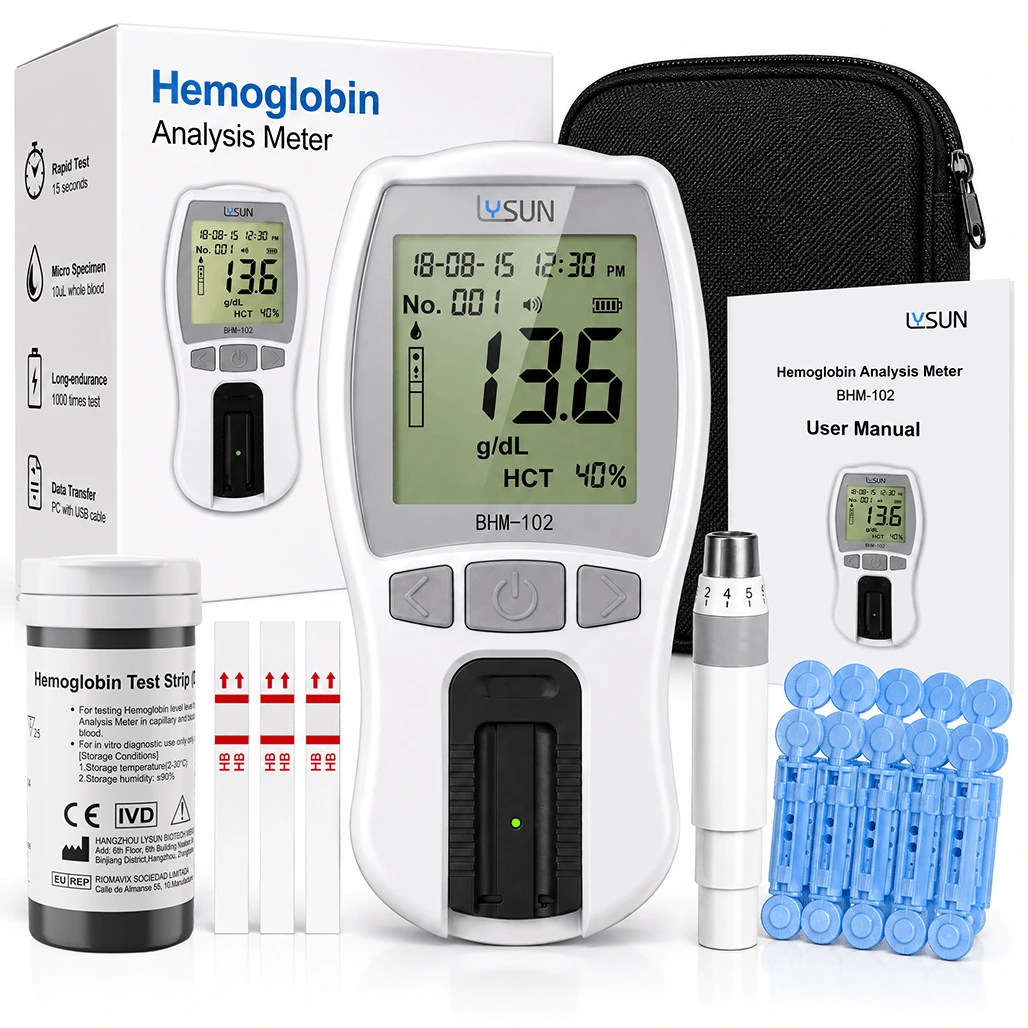 Anemia test kit Portable Home Hemoglobin Meter With Strips and lancets